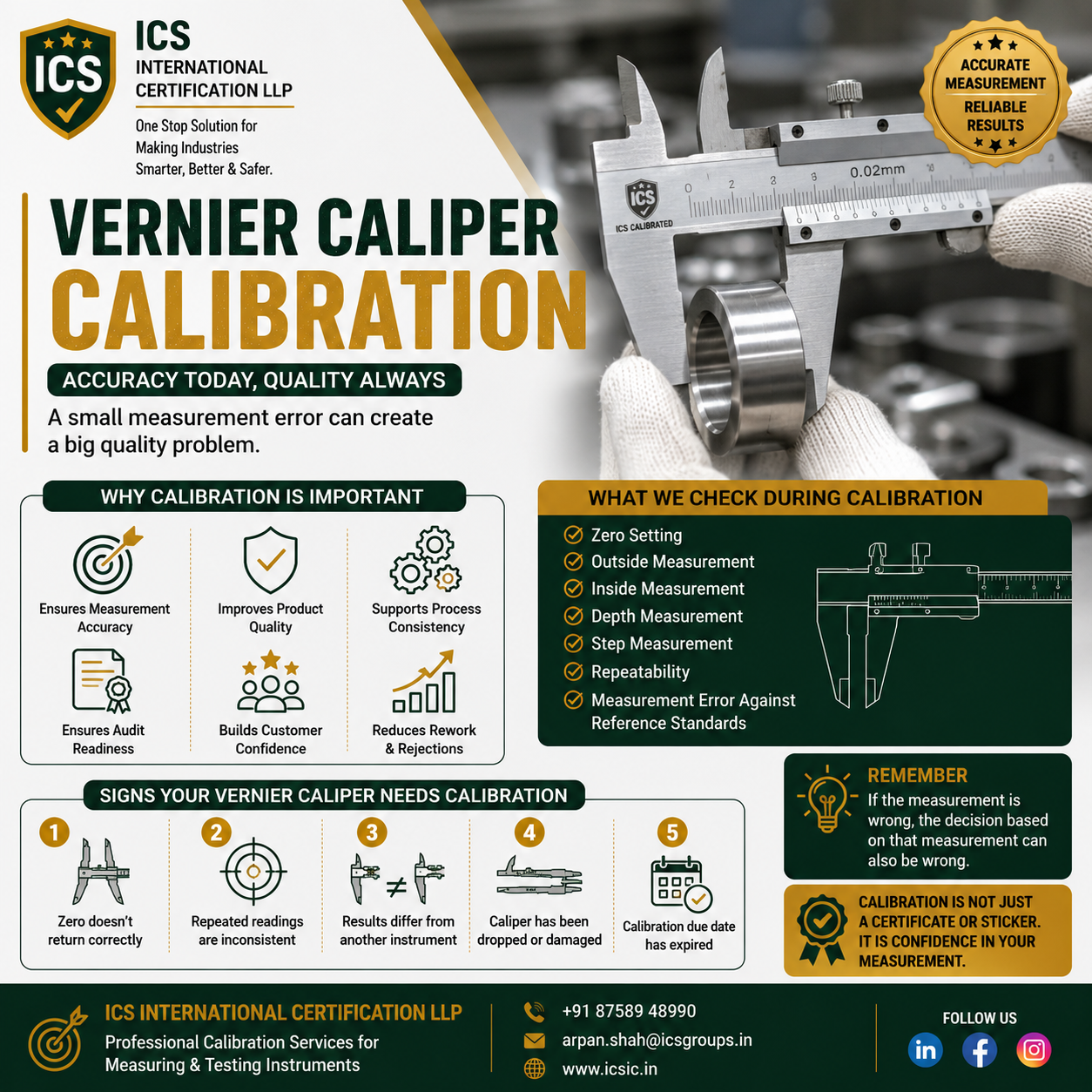 Vernier caliper calibration for accurate industrial measurement, dimensional inspection, and quality control.
